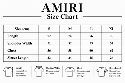 #064 Amiri T-Shirt size chart