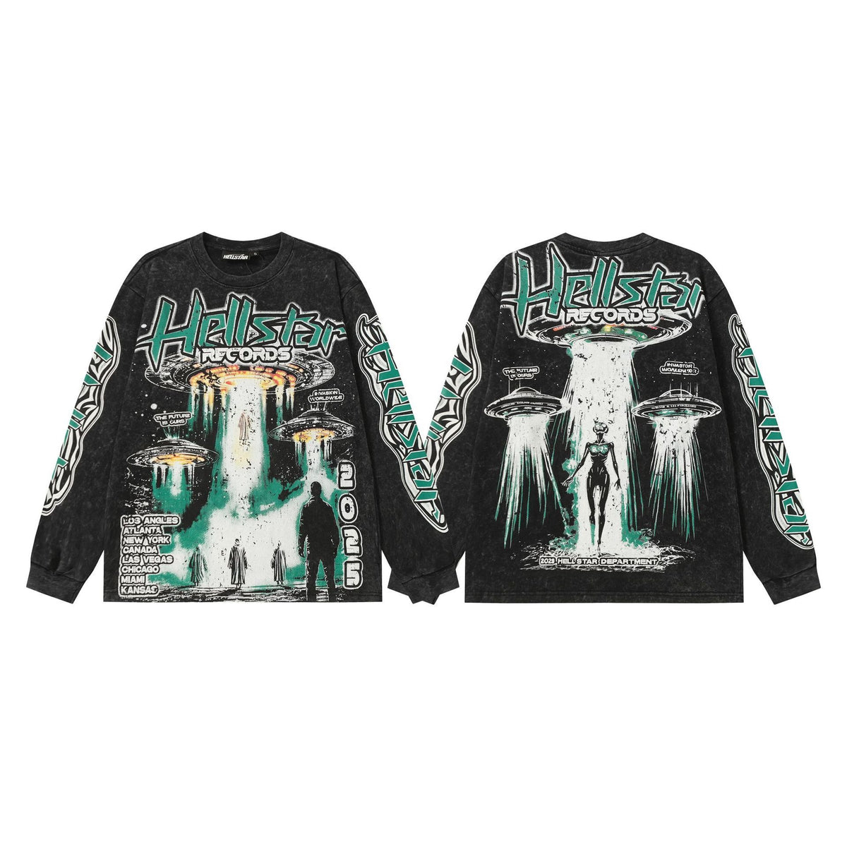 #016 Hellstar brand 2026 black color new style street fashion different print picture hiphop clothes sets outfit