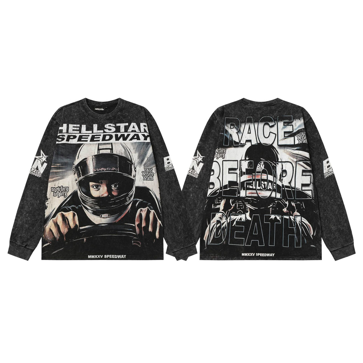 #017 Hellstar brand 2026 black color new style street fashion different print picture hiphop clothes sets outfit