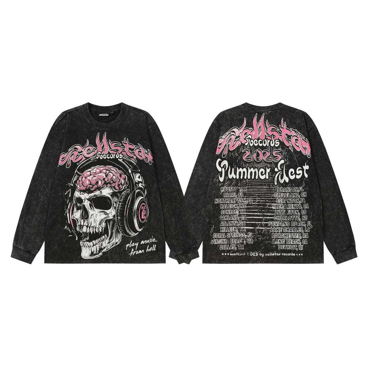 #016 Hellstar brand 2026 black color new style street fashion different print picture hiphop clothes sets outfit