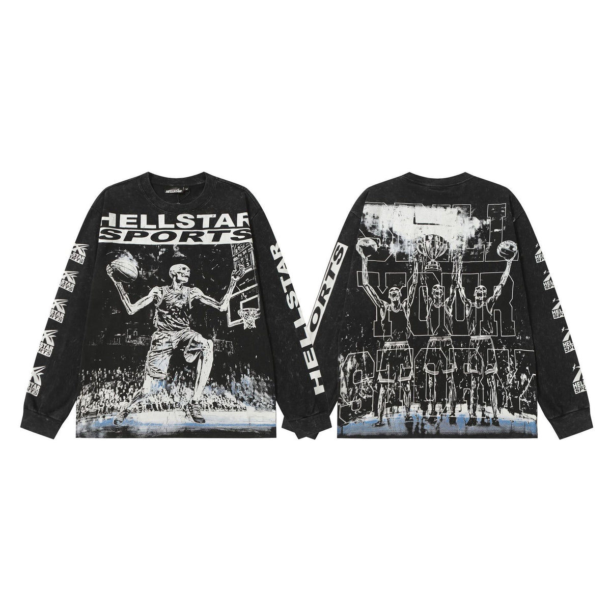 #019 Hellstar brand 2026 black color new style street fashion different print picture hiphop clothes sets outfit