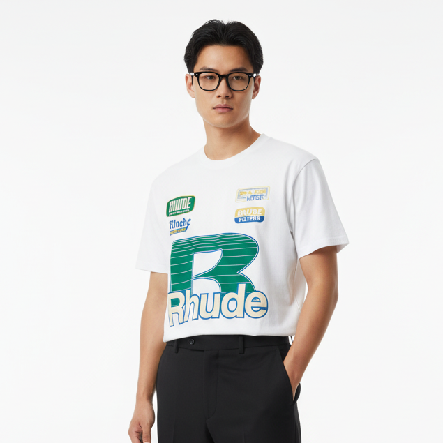 #046 RHUDE shirts 2026 popular fashion street sets school outfit