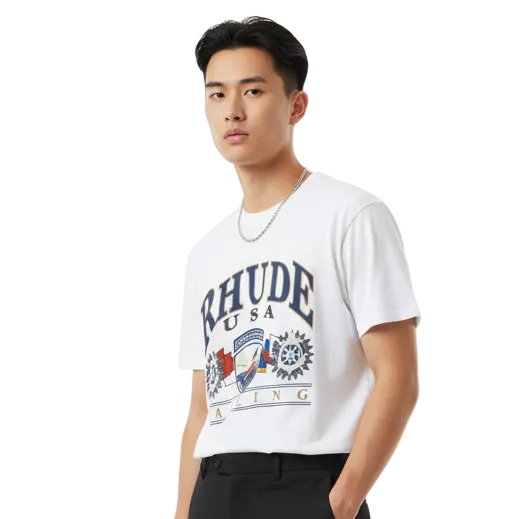 #044 RHUDE shirts 2026 popular fashion street sets school outfit